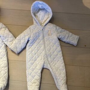 Quilted Gray Hooded Baby Onesie